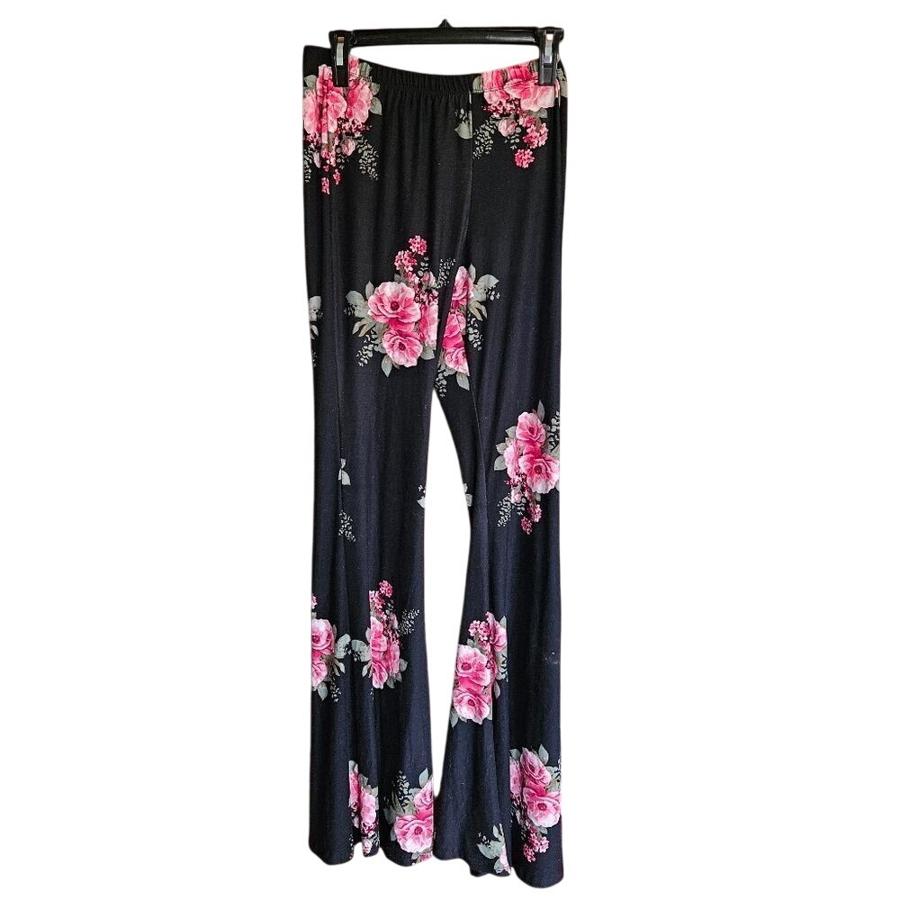 BONGO Wide Leg Stretch Waist Pants Womens Large Soft Flowy Lounge Boho Comfy